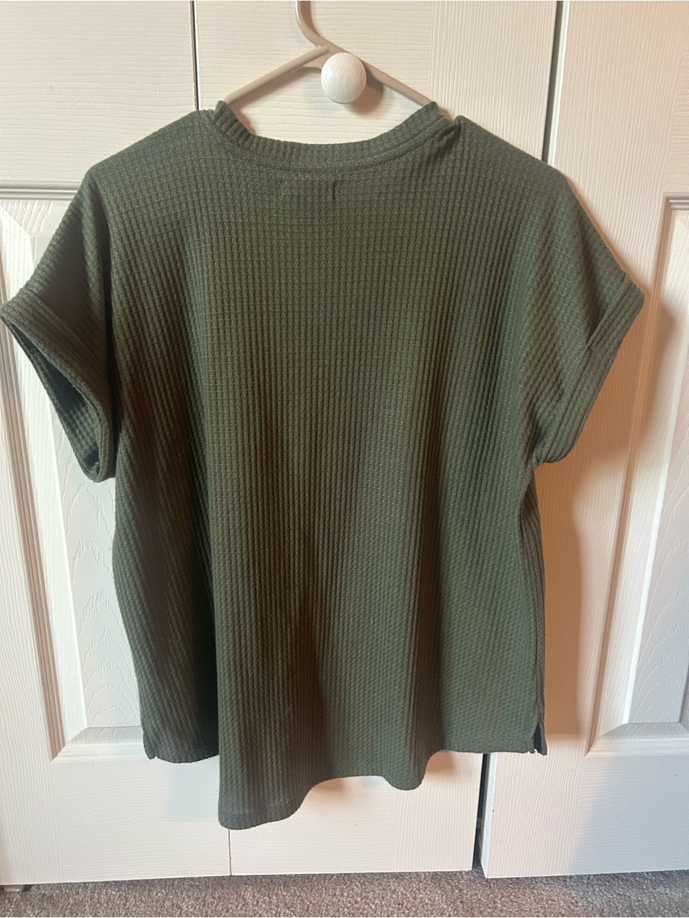 Maurice's Olive Green Waffle Knit V-Neck Top - Picture 3 of 5